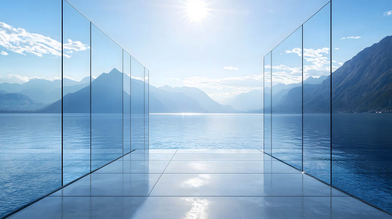 玻璃栈道水景图片