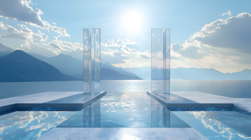 玻璃栈道水景图片