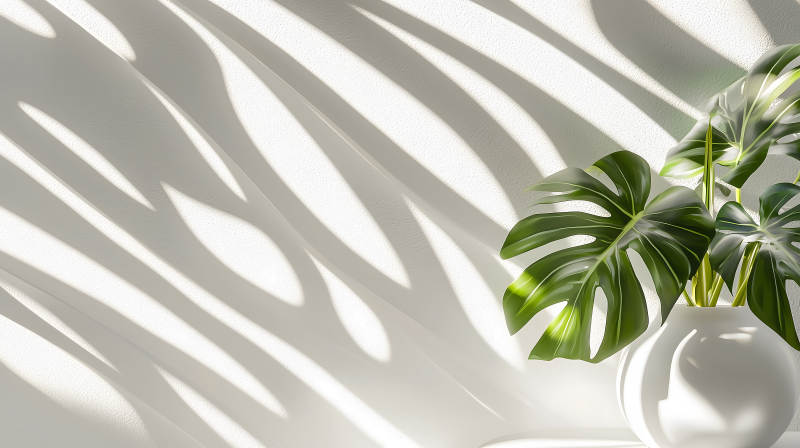 绿植白瓶简约现代阴影添韵图片