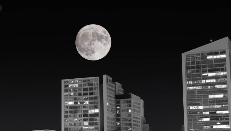 月夜都市剪影图片