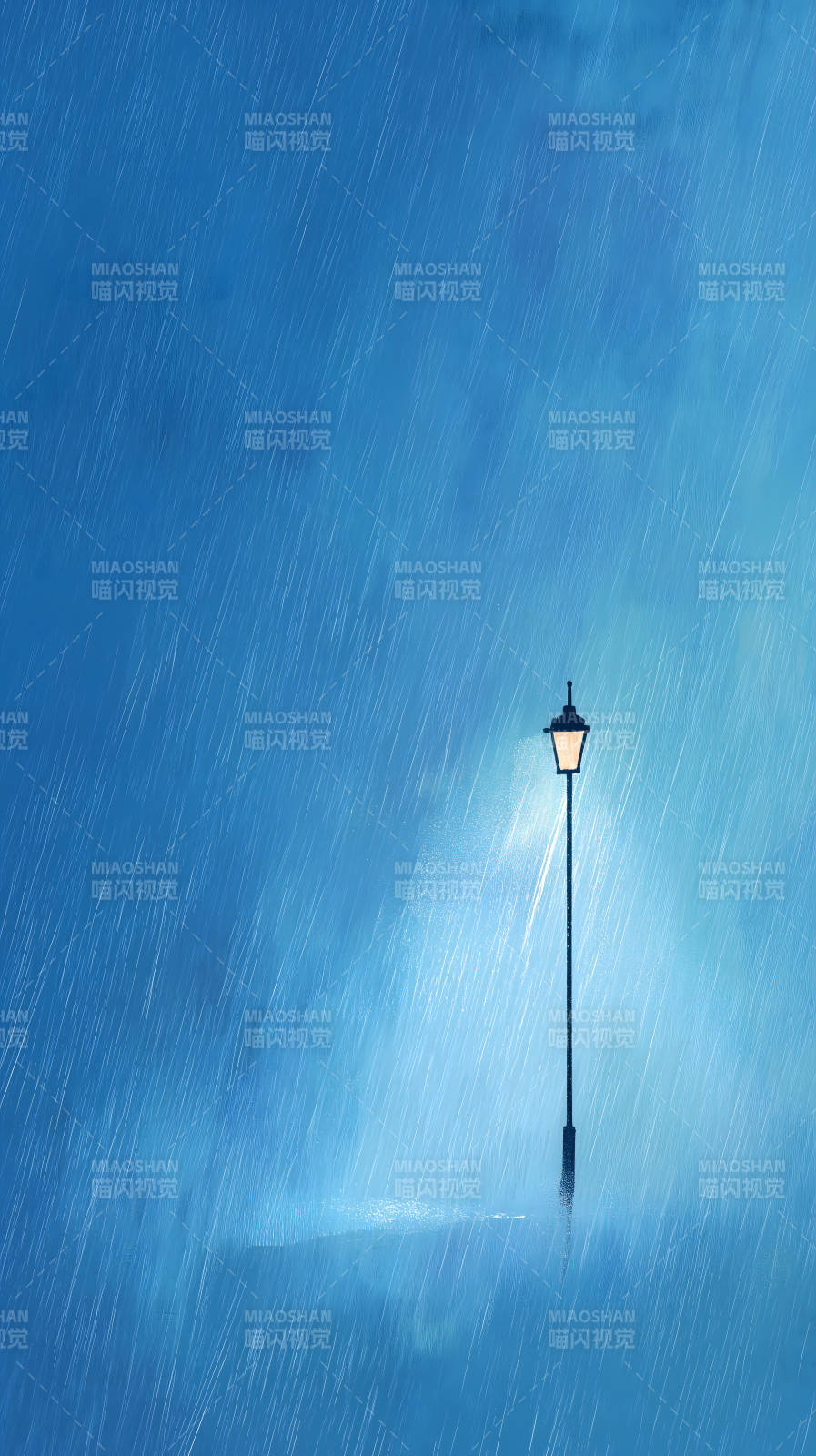 雨夜孤灯静谧安详图片