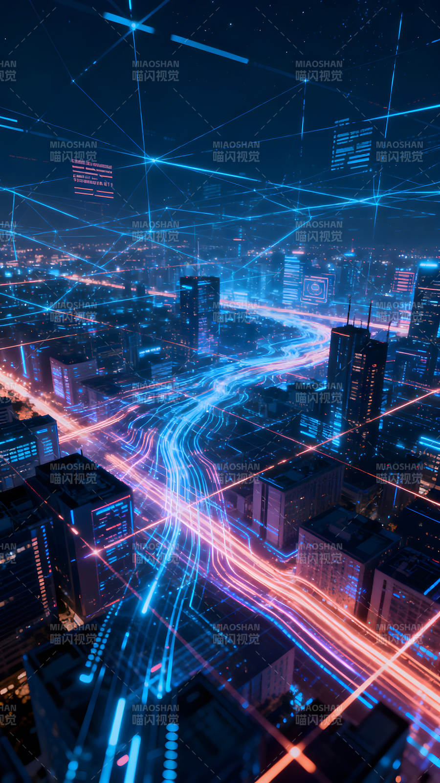 未来城市科技感十足的夜景图片