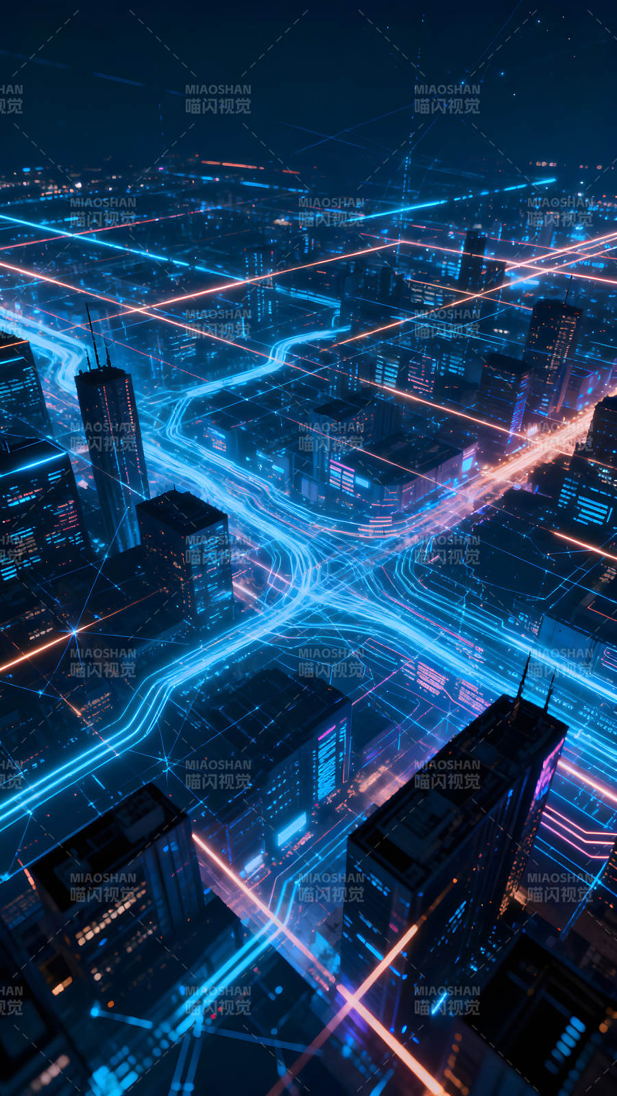 未来城市夜景科技感十足图片