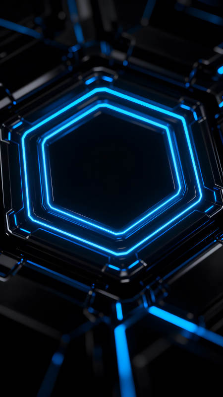 科技感蓝色发光六边形背景图片