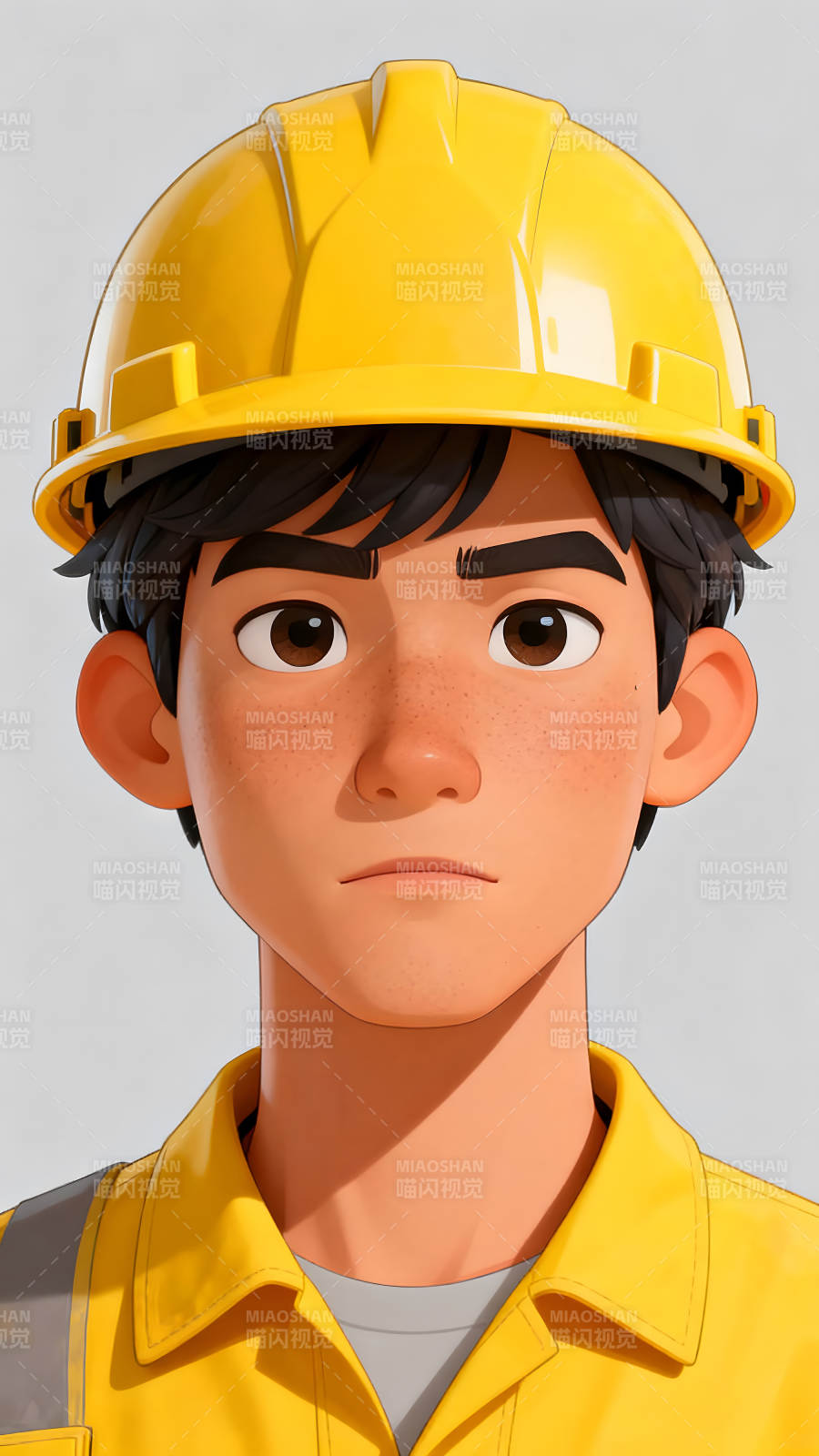 卡通建筑工人戴安全帽图片