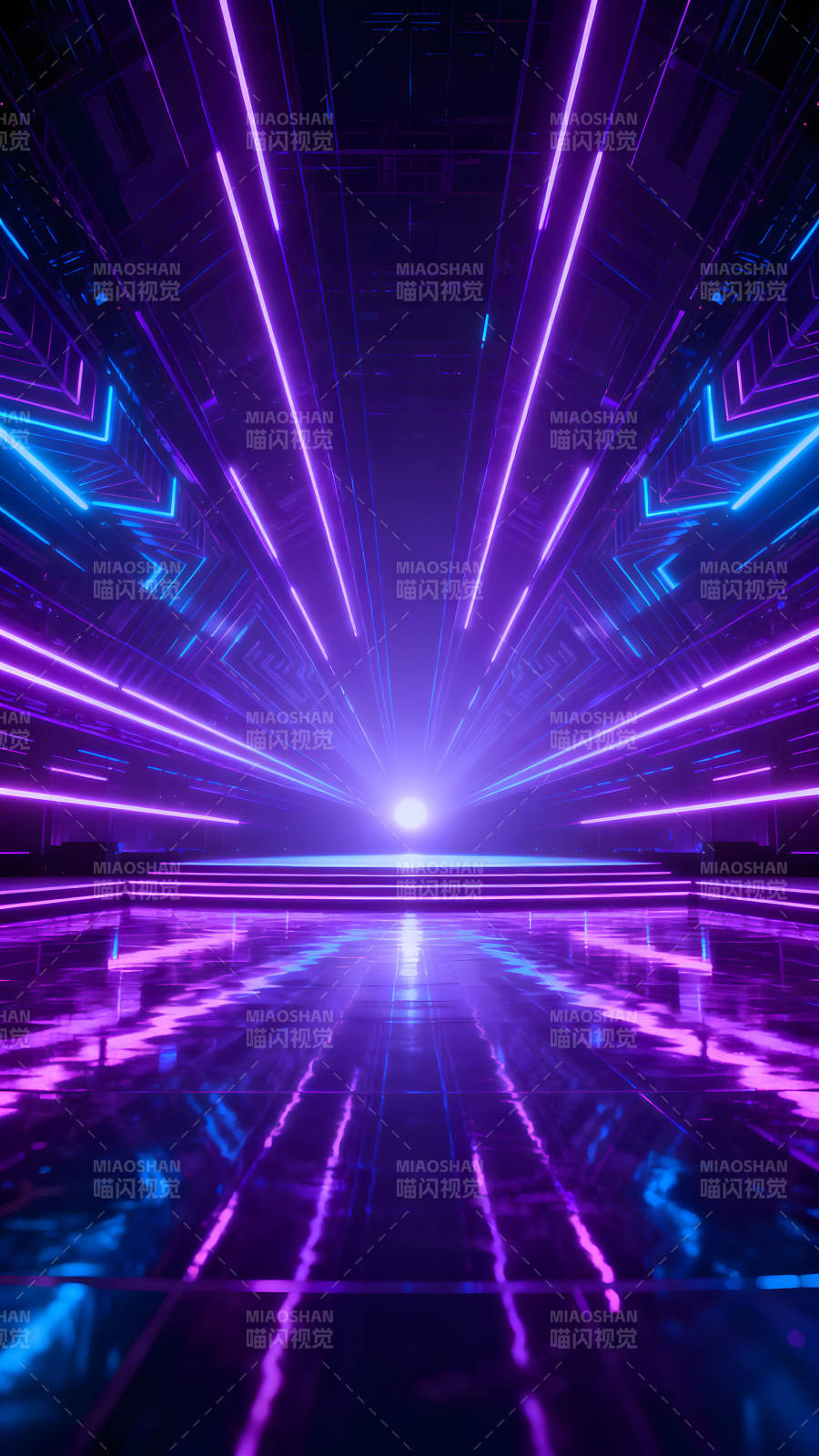 霓虹灯几何隧道视觉盛宴图片