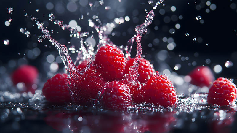 覆盆子的水花绽放图片