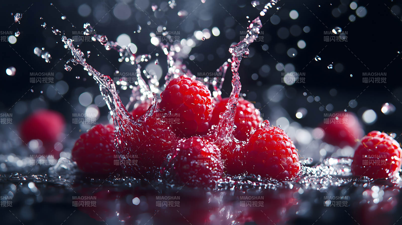 覆盆子的水花绽放图片