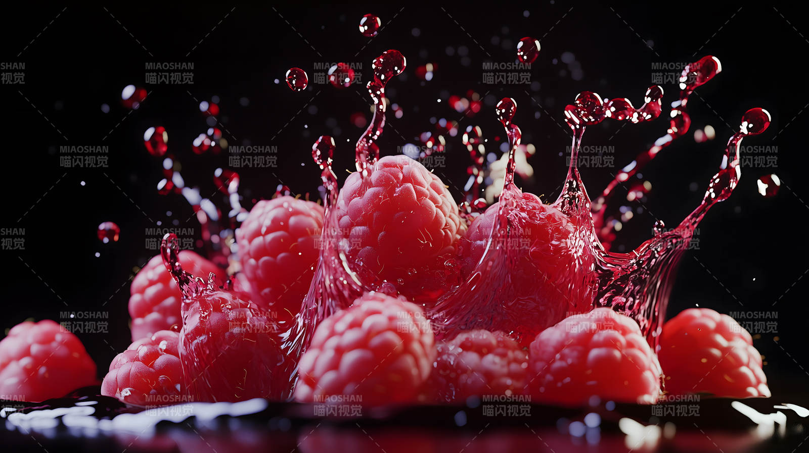 覆盆子的水花绽放图片