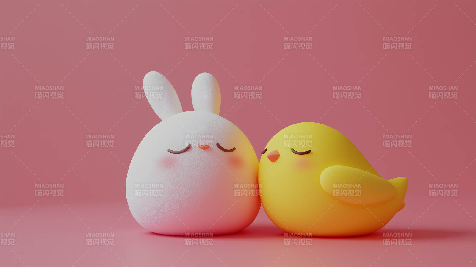 小鸭与兔子的甜蜜梦境图片