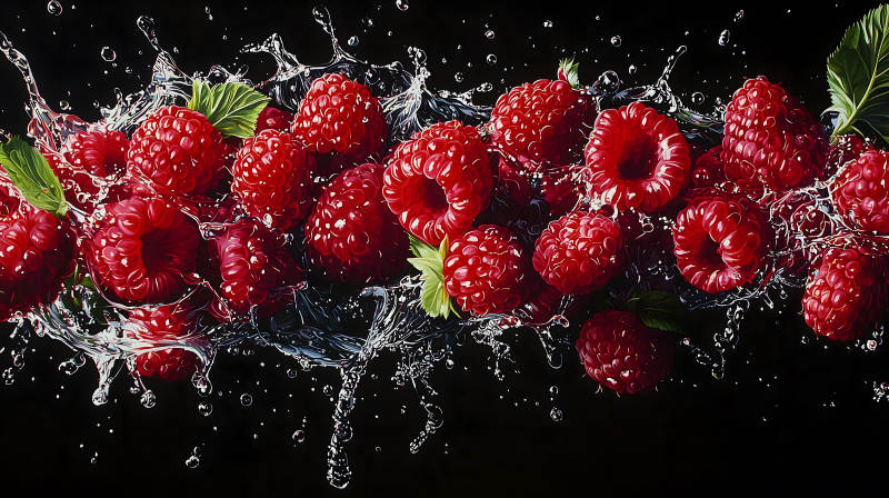 覆盆子的水花绽放图片