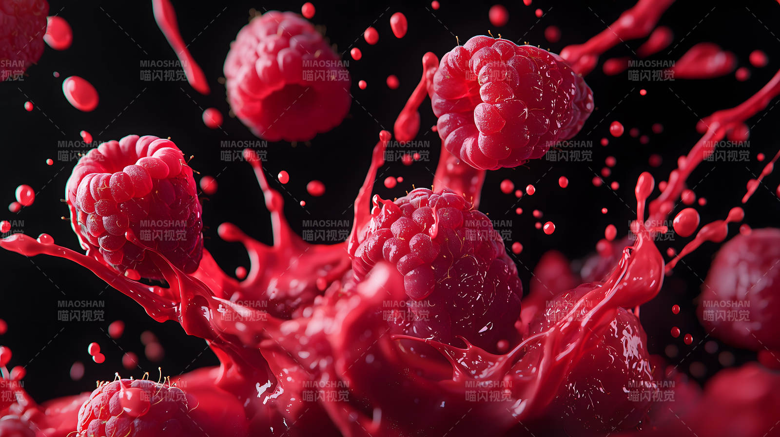 覆盆子的水花绽放图片