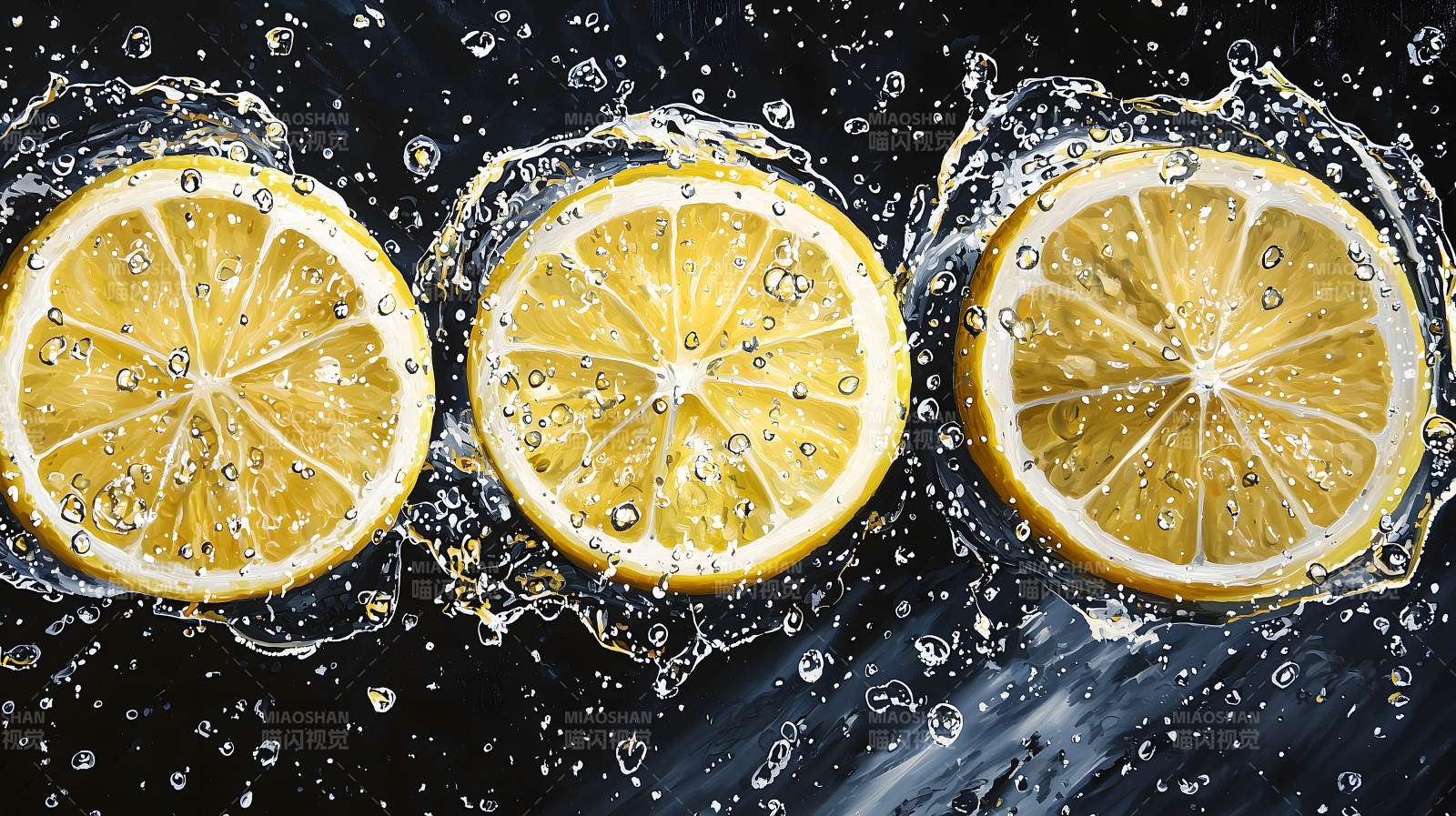 柠檬在水中飞溅的清爽图片