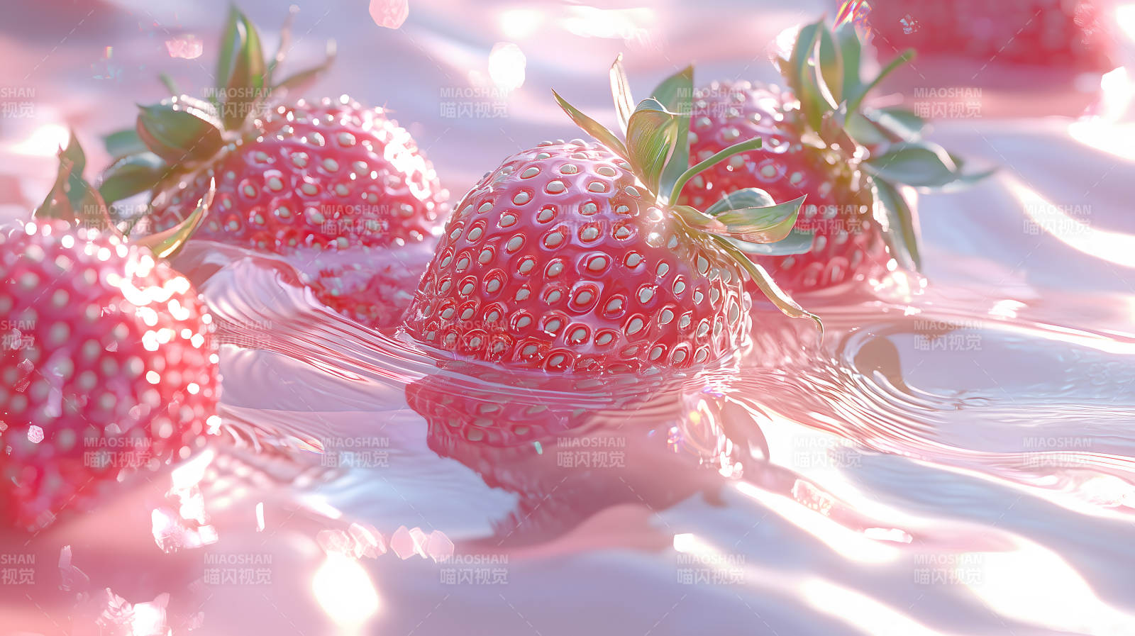 草莓晶莹水珠的甜蜜图片