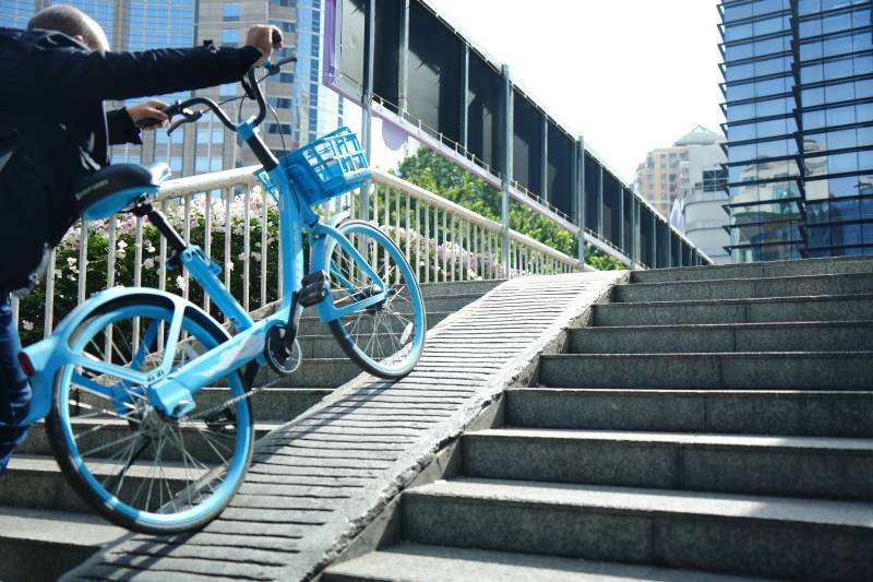 骑车登台阶图片