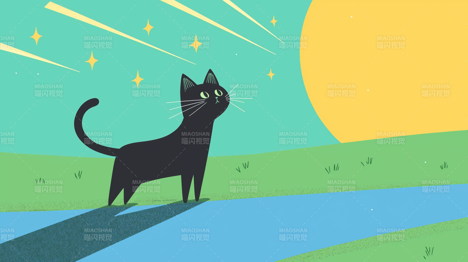 黑猫与流星雨图片