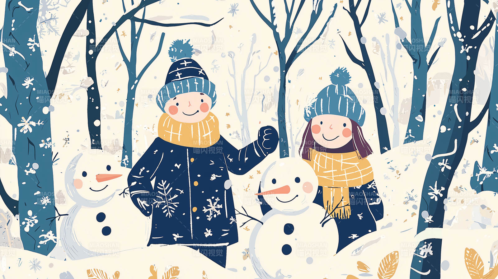 儿童雪人冬天图片