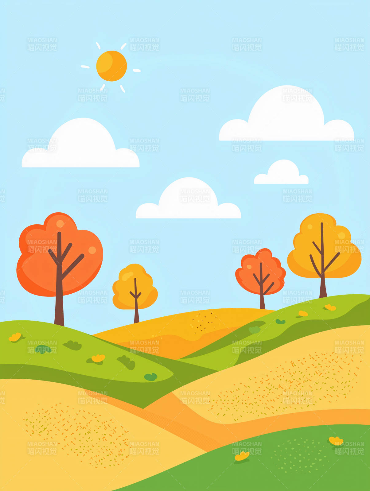 阳光下的彩色山丘图片