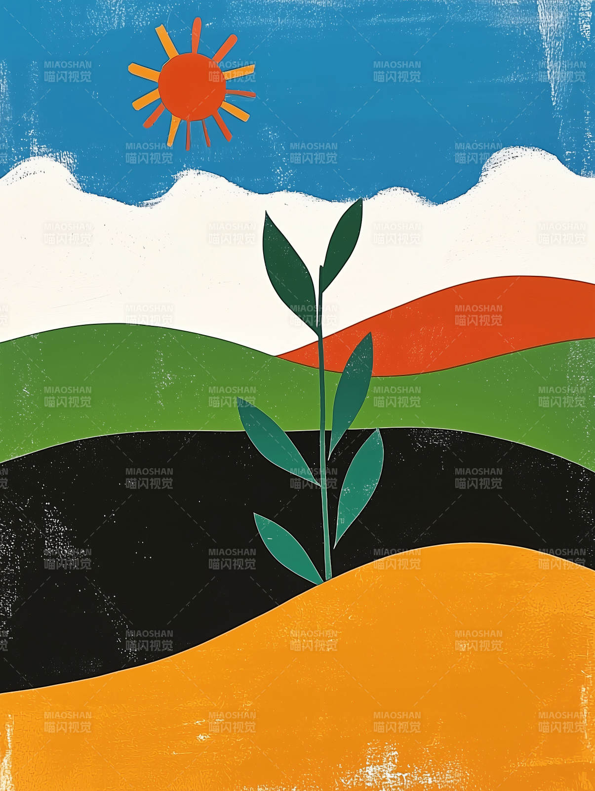 阳光下的彩色山丘图片