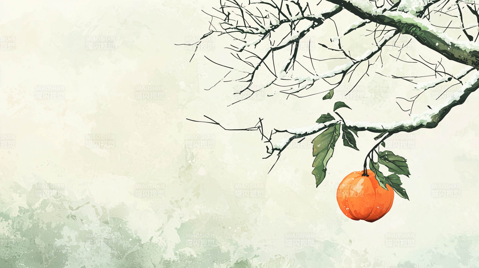 橙子雪冬天图片