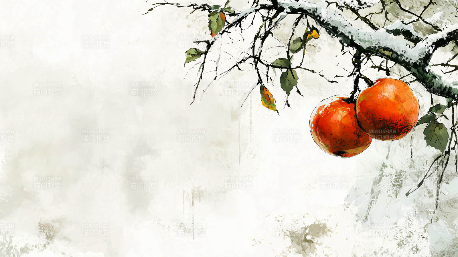 橙子雪冬天图片