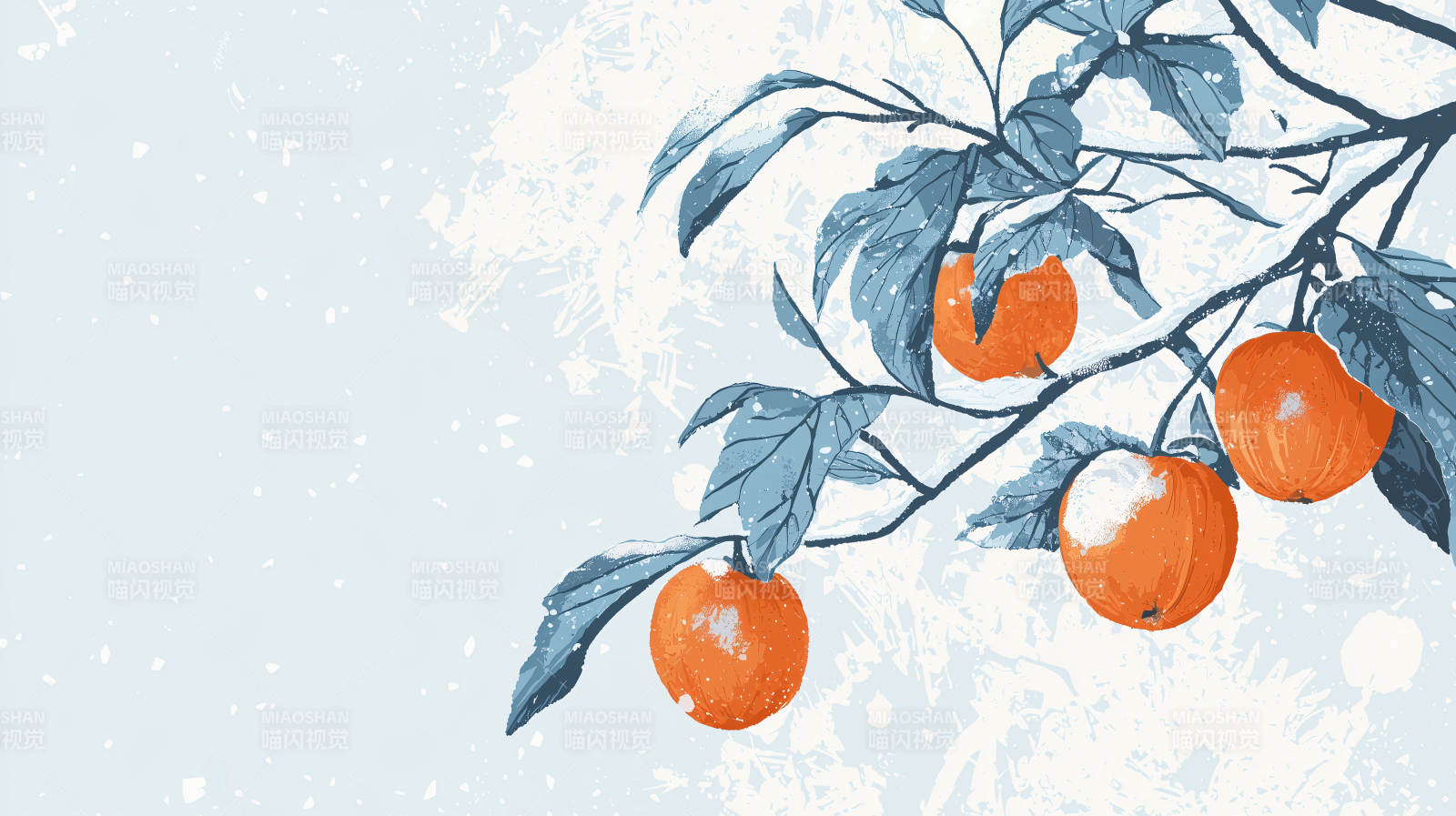 橙子雪冬天图片