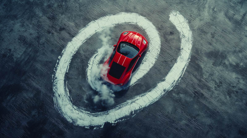 红色跑车漂移特技图片