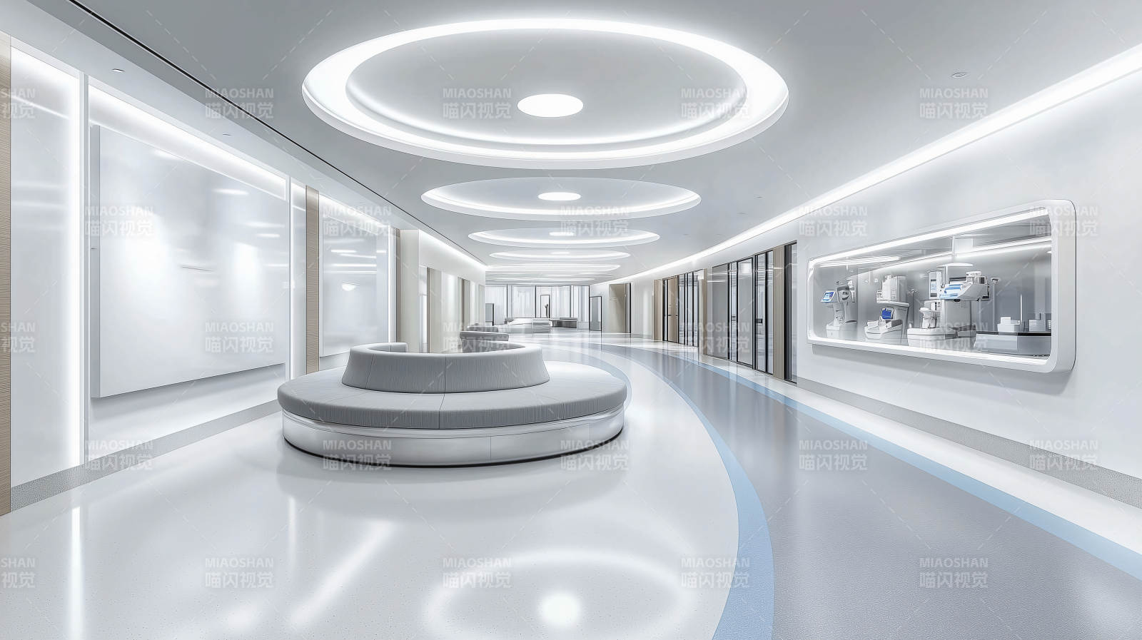 医疗空间的未来感与优雅图片