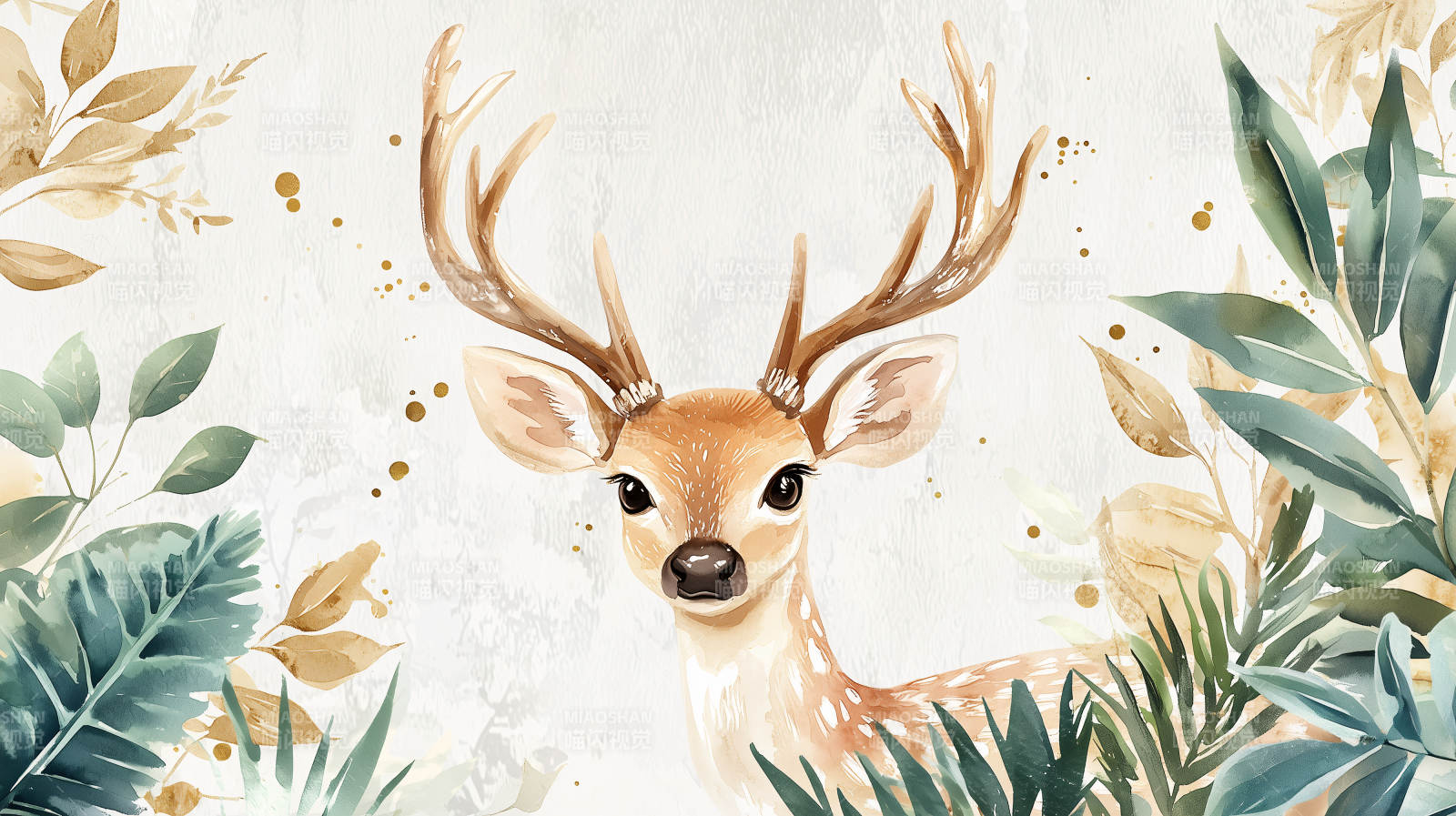 水彩森林小鹿图片