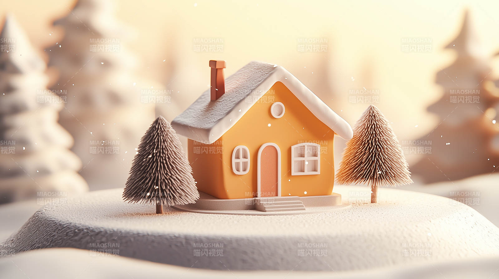 冬日小屋童话雪景图片