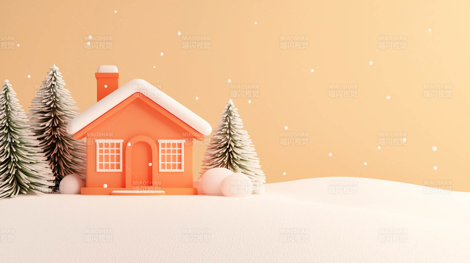 冬日小屋童话雪景图片