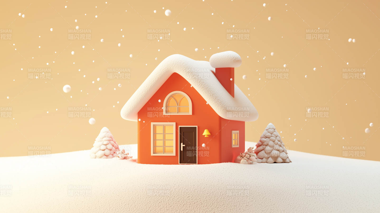 冬日小屋童话雪景图片