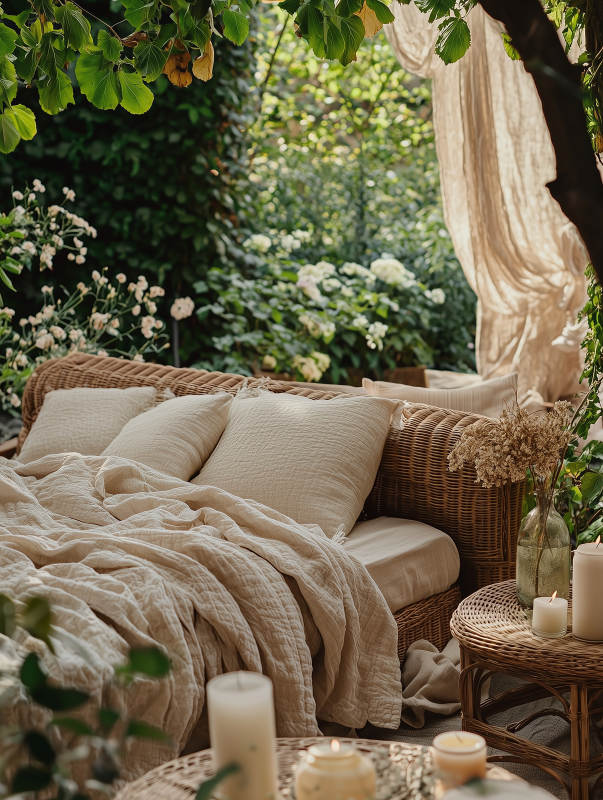 户外田园风帐篷床图片