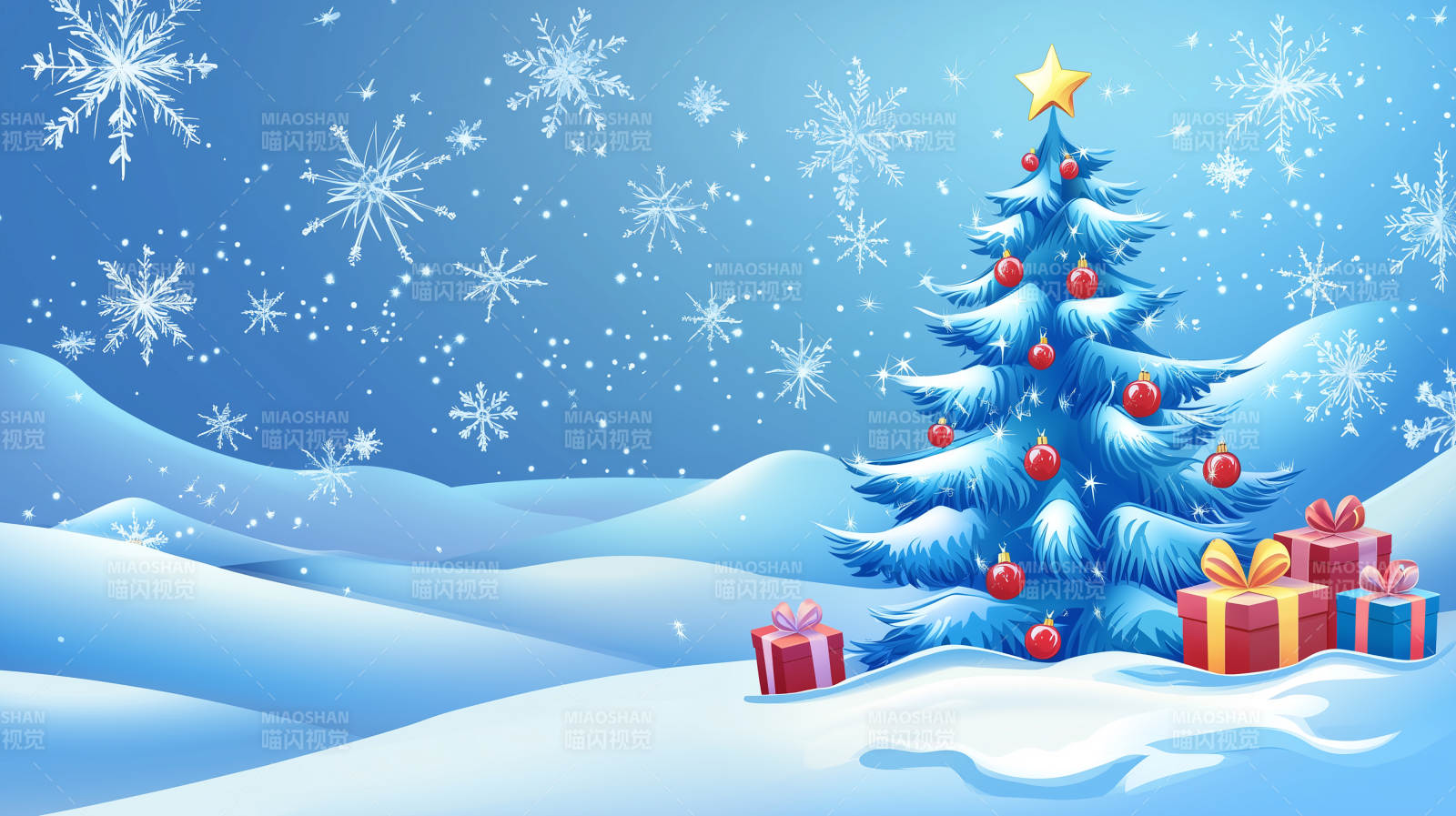 冬日雪景圣诞树图片