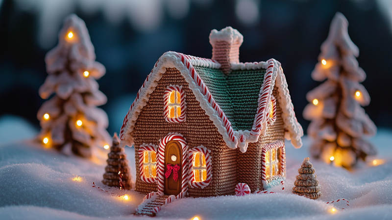 钩针编织姜饼屋图片