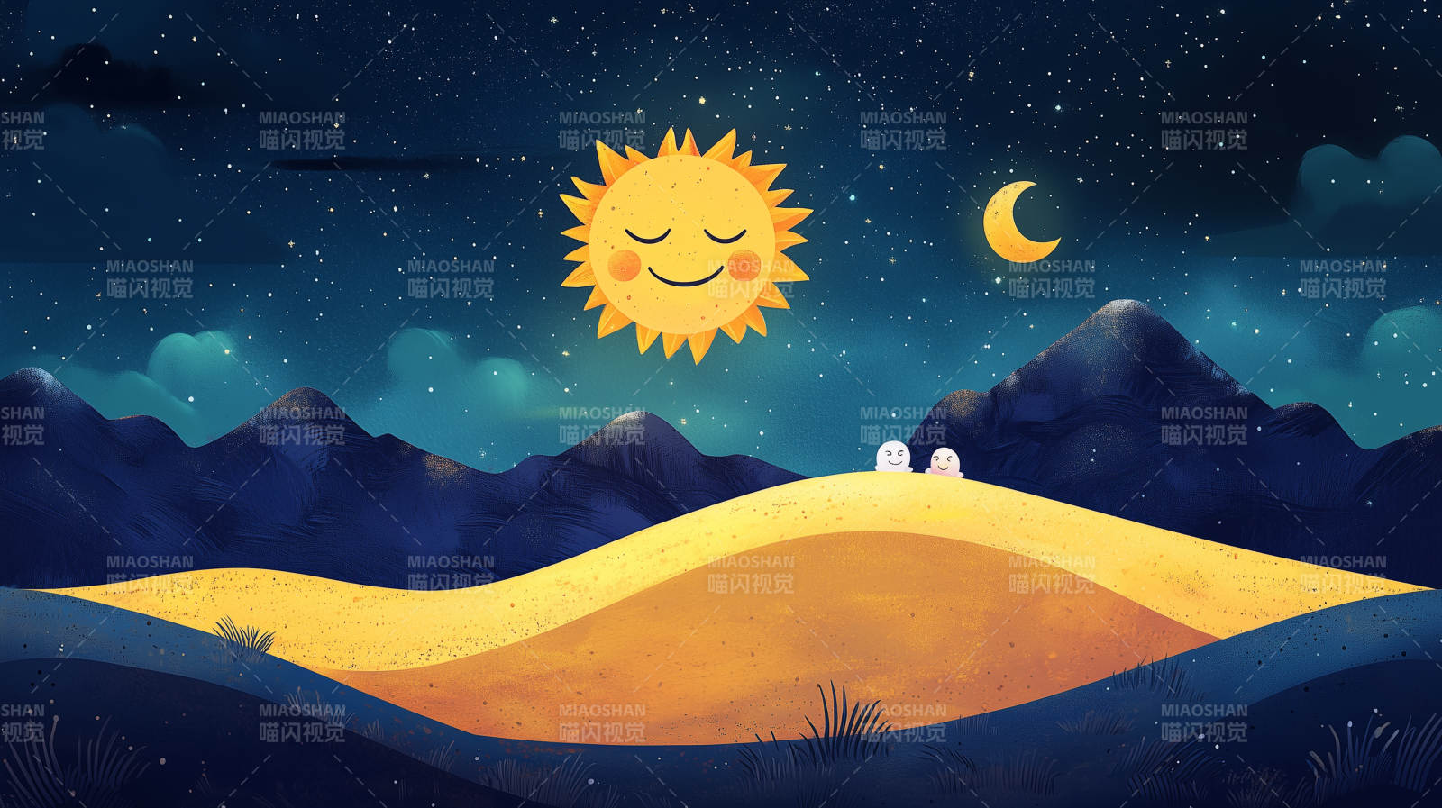 可爱太阳与月亮图片