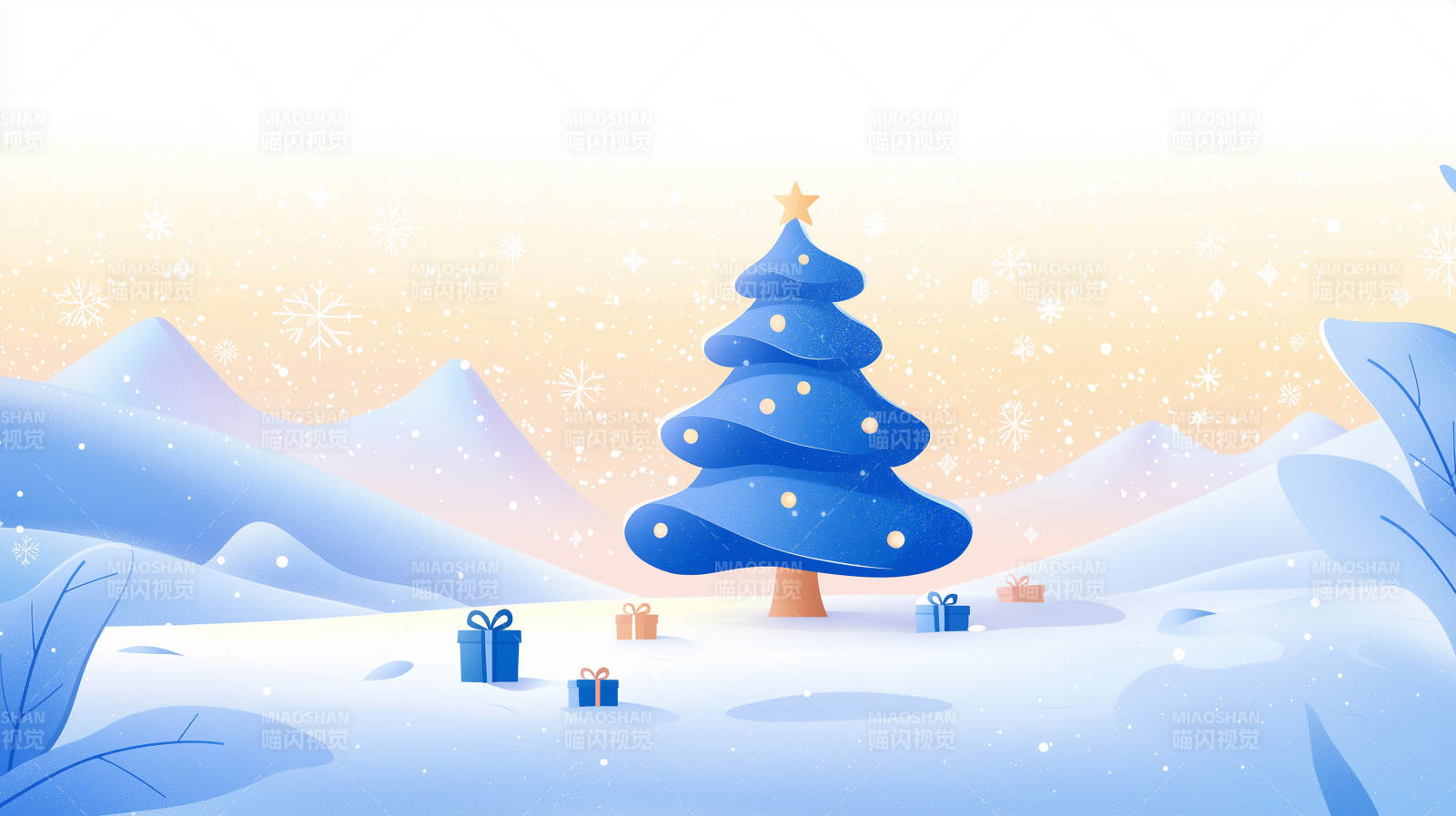 冬日雪景圣诞树图片