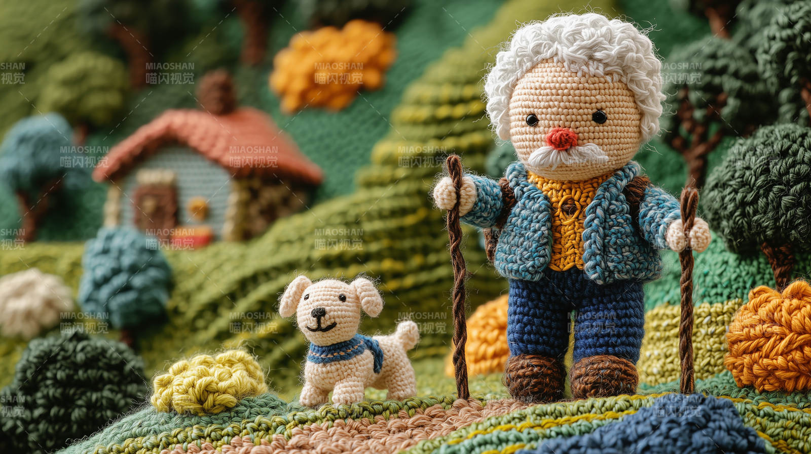 羊毛毡工艺品田园风光图片