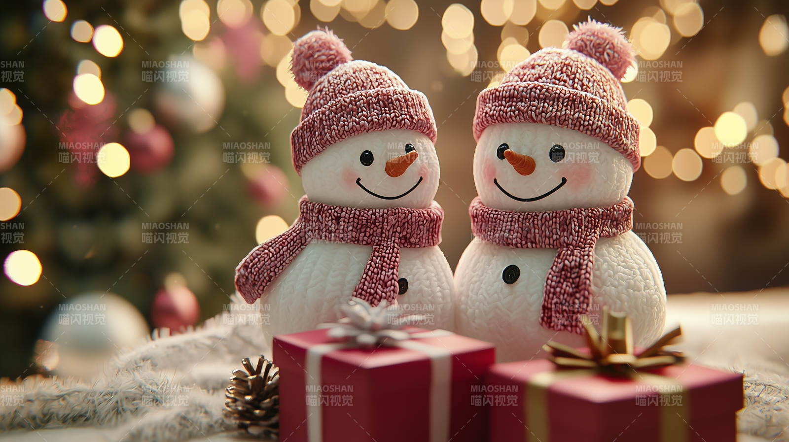 圣诞雪人与礼物图片