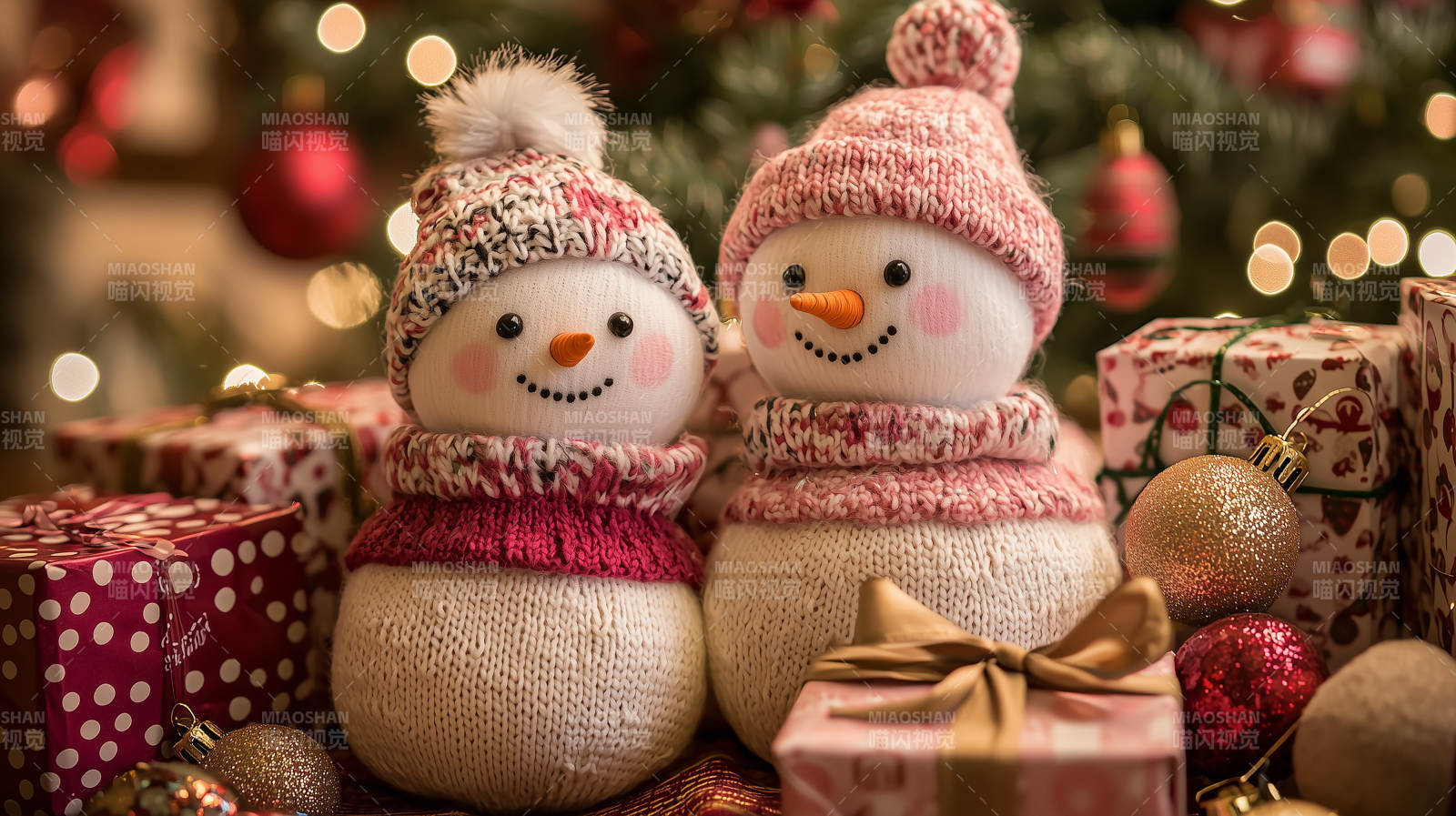 圣诞雪人与礼物图片