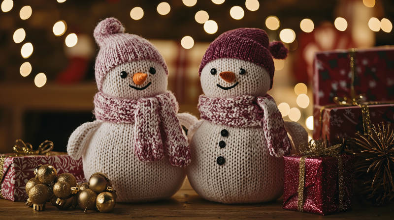 圣诞雪人与礼物图片