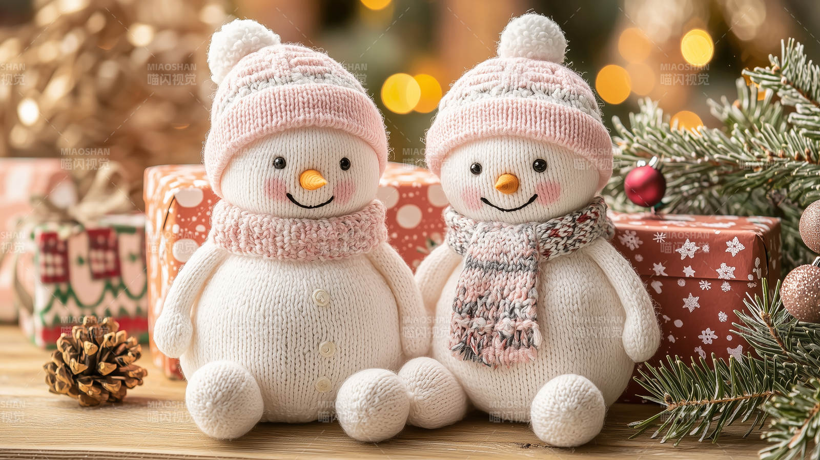 圣诞雪人与礼物图片