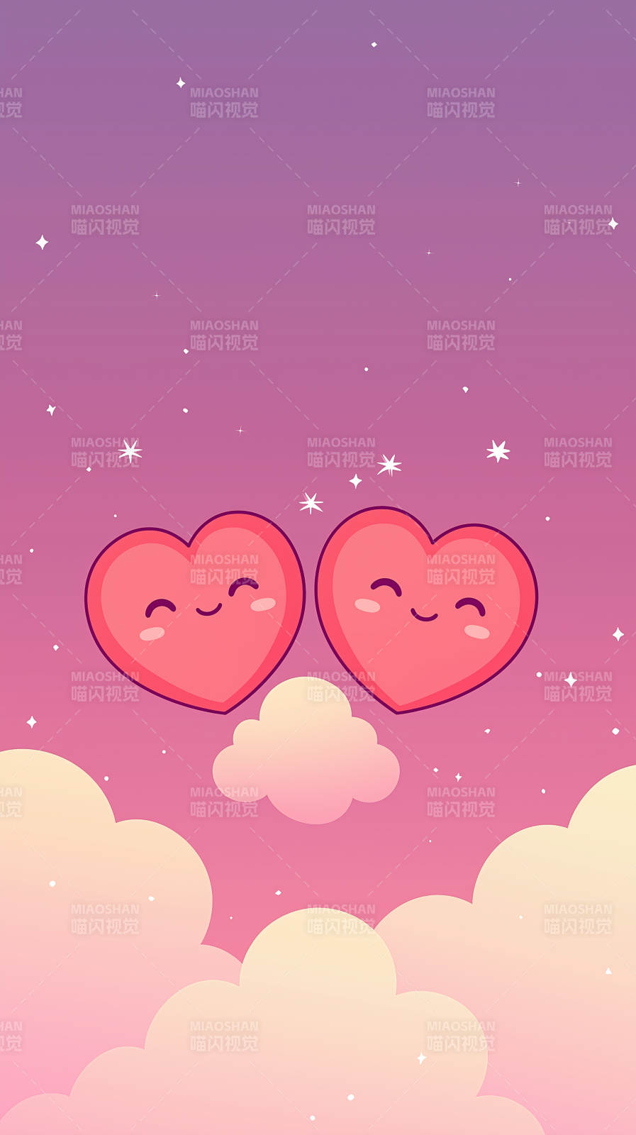 粉色爱心云朵壁纸图片