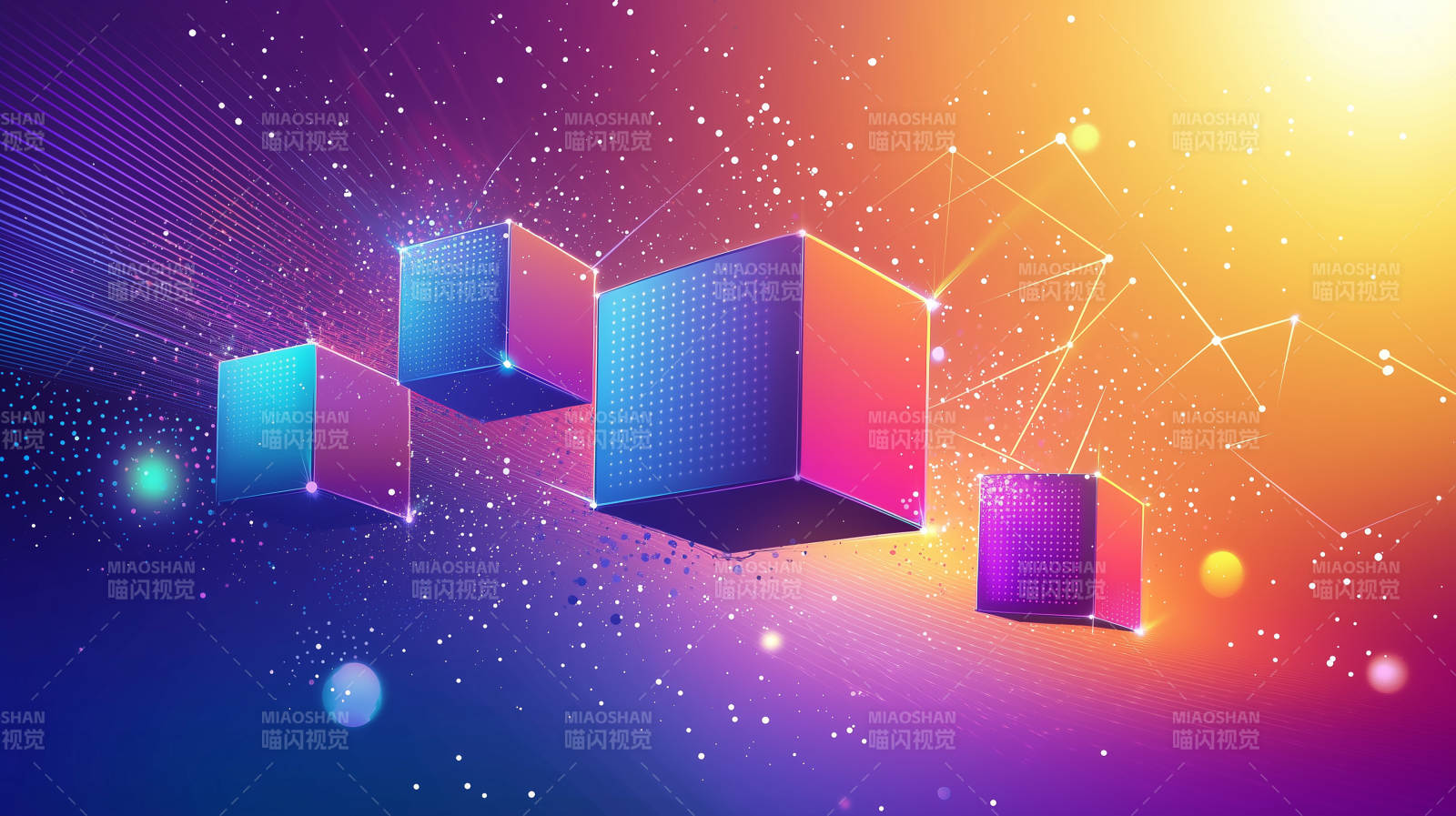 渐变色块与球体图片