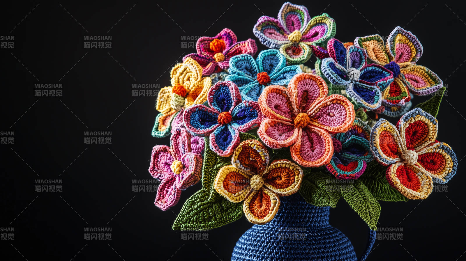 钩针编织的彩色花束图片