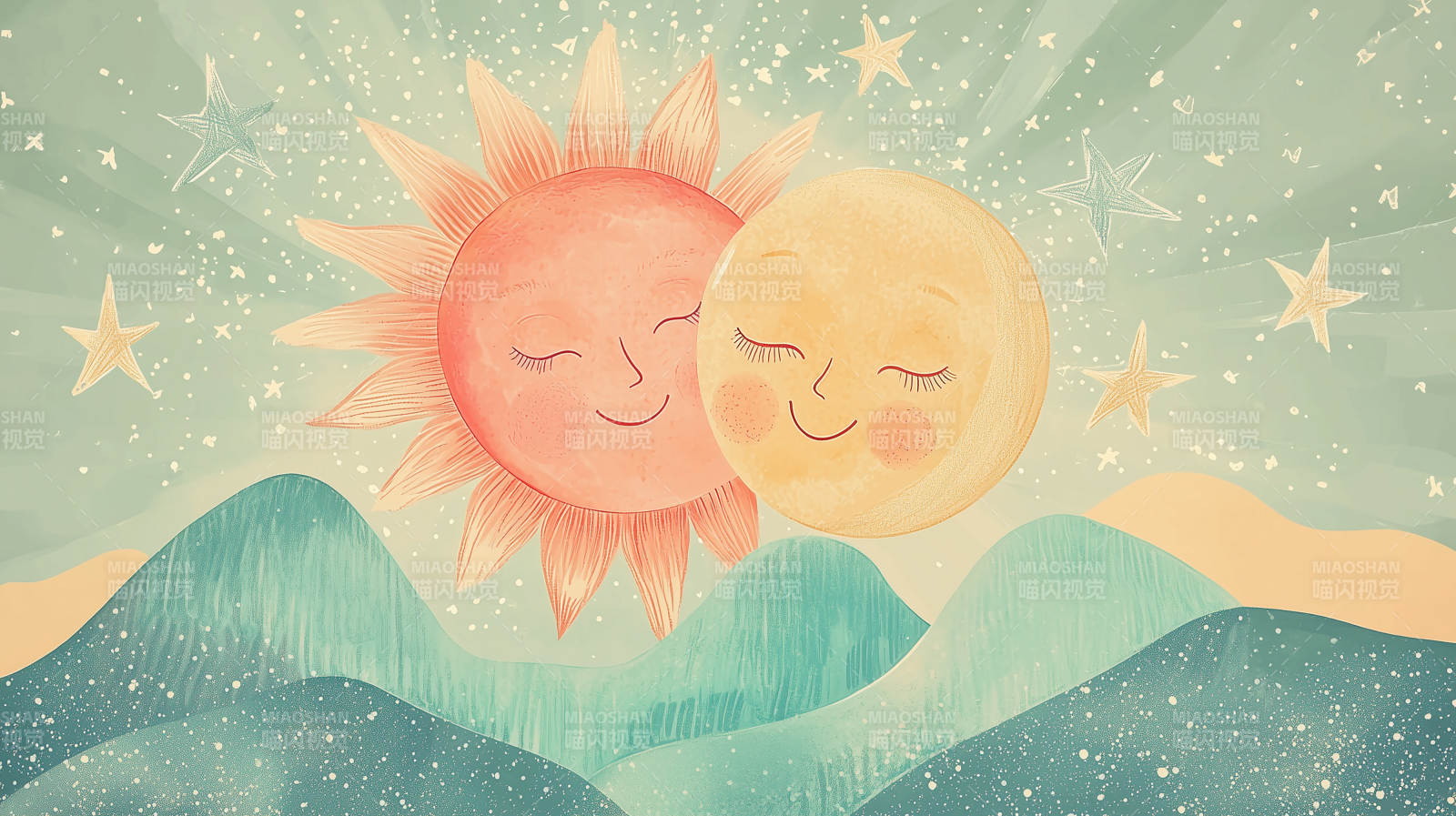 温柔的日月交辉图片