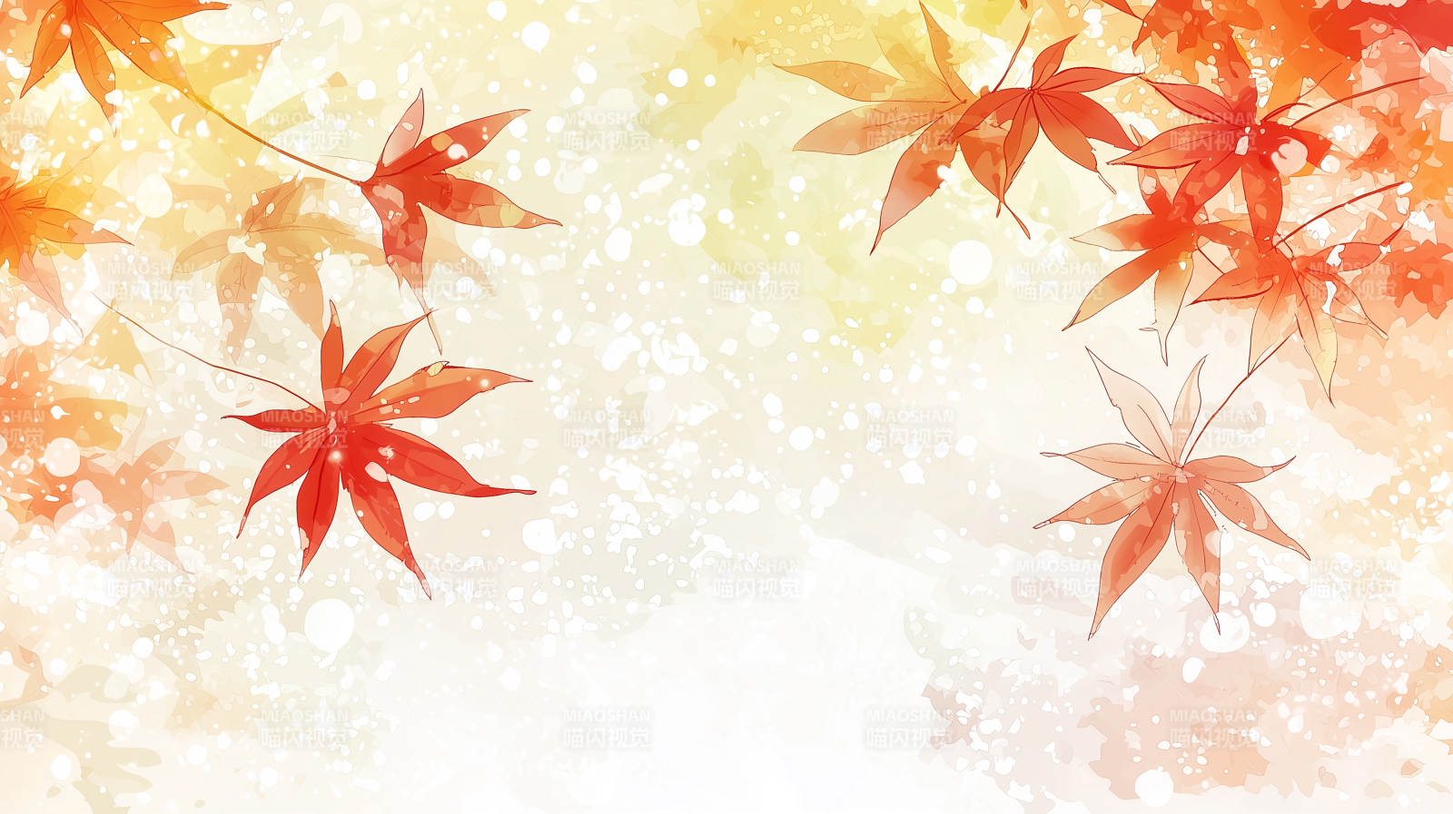 秋叶水彩写意图片