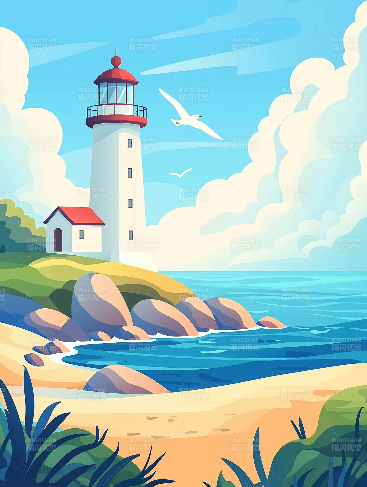 守护海边的灯塔图片