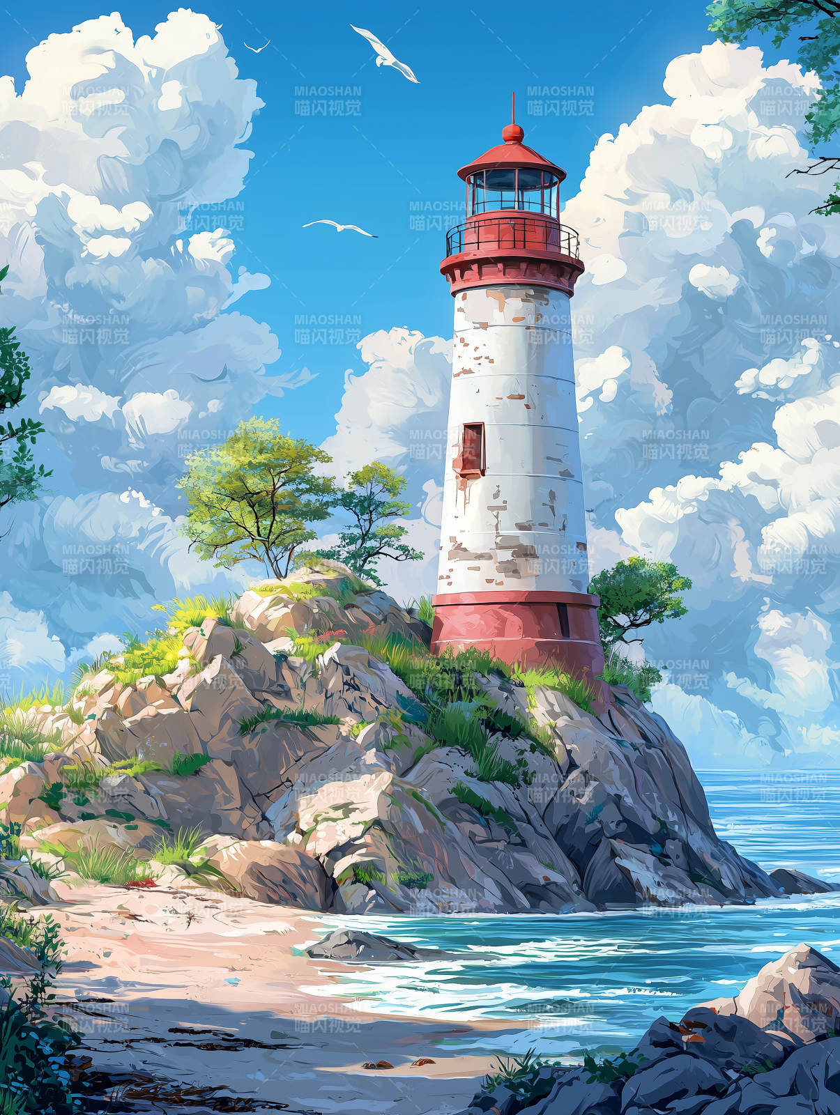 守护海边的灯塔图片