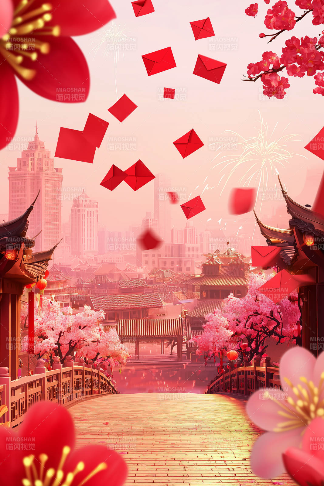 红桥飞鸿春日祝福图片